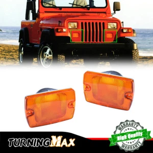 Fits Jeep 1987-1995 Wrangler YJ Amber Front Turn Signal Parking Lights Housings - Picture 1 of 8