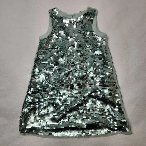 Girl’s H&M Sparkly Sleeveless Aqua Lined Sequin Dress Age 3 - 4 Y - Picture 1 of 4