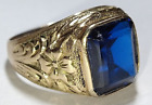 Solid 14k Gold Blue Stone Ring 7.83 Grams - Sz 8.75