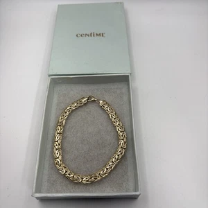 OT Pulsera de eslabones de ley 925 de oro de pavo por centavo 9 mm de ancho cierre grande - Imagen 1 de 4