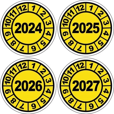 AS DREWER LTD. Prüfplakette gelbe UVV Prüfmarke Jahresplakette 27 Fahrzeugprüfung V 70 Kein TÜV