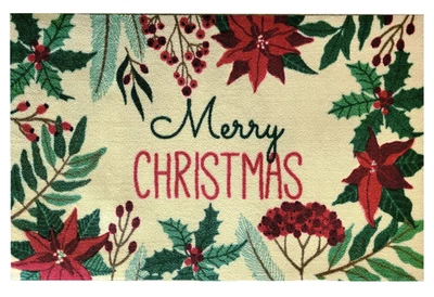 Alfombra Nourison Acento, Alfombra Feliz Navidad Vacaciones, Poliéster Látex Trasero 24" x 36" Foto 1 de 4