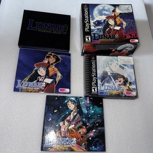 Lunar 2 Eternal Blue PS1 NTSC-U/C USA VGC Art Book Map Soundtrack Medallion rare - Picture 1 of 24