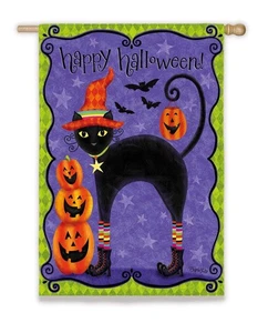 Chic Halloween Cat Flag - Picture 1 of 1