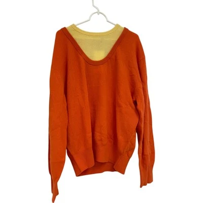 Zara X Harry Lambert Mens Sweater L Large Orange ColorBlock Wool  2893/321 NWT - Image 1 of 4