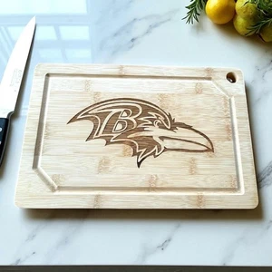 New Baltimore Ravens Laser Engraved Bamboo Cutting Board, Charcuterie 12”x8” - Picture 1 of 3