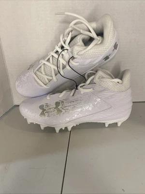 Under Armour Blur Smoke Suede MC 3027976-100 Boys White Football Cleats UWU471 - Image 1 of 4