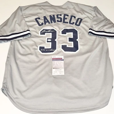 Jose Canseco signed New York Yankees Custom jersey W/ WS Champs JSA Witnessed - Image 1 of 4