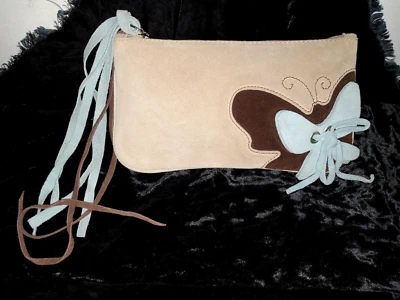 Bolso de mano para mujer Coccinelle crema gamuza cuero flecos Italia Foto 1 de 4