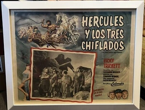 The Three Stooges Meet Hercules Vintage Movie Lobby Title Card 1962 RARE Spanish - Picture 1 of 4