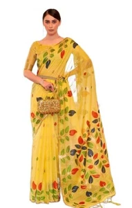 Damen Baumwoll Seide Sari für Patola Festival Hochzeit Seide mit Blusenteil - Bild 1 von 4