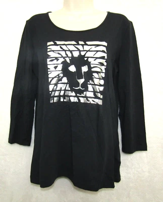 Blusa Camisa Blusa Ann Klein Mujer Mediana Negra Manga 3/4 Pullover Informal Damas Foto 1 de 4