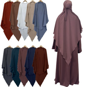 Overhead Hijab Women Prayer Khimar Muslim Abaya Scarf Arab Burqa Ramadan Islamic