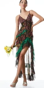 NWOT Alice + Olivia Laverne Lace Back Gown Maxi Dress in Nomad Multi M $695 - Picture 1 of 9