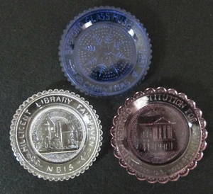 Lot (3) Pairpoint Hand-Pressed Glass Cup Plates New Bedford MA, c1980s - Picture 1 of 8