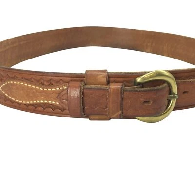 Bianchi Ranger Belt Mens Size 34 Brown Woven Leather Western Style 1.25" Width - Image 1 of 4