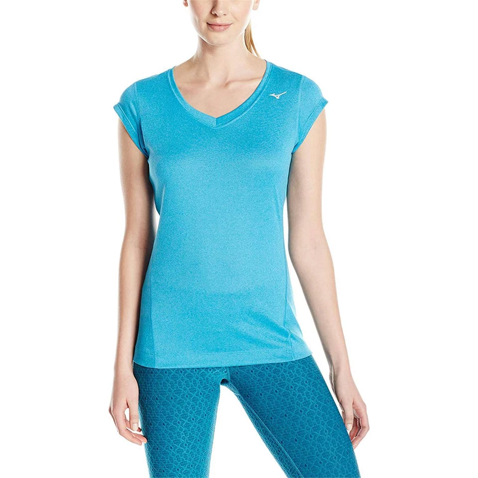 NUEVA Camiseta Mizuno Inspire Para Mujer Cuello en V Manga Corta Deportes Tenis Camiseta Foto 1 de 1