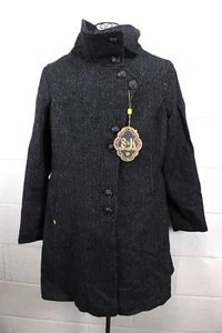 SOJA Y KYO Regina Negro Gris Tweed Mezcla de Lana Gran Tamaño Cuello Abrigo Chaqueta XXL - Imagen 1 de 7
