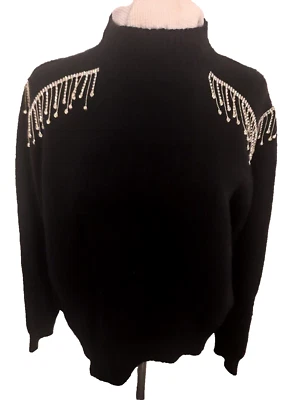 **** QUIZ BLACK EMBELLISHED SHOULDER JUMPER, MEDIUM **** - Image 1 of 3