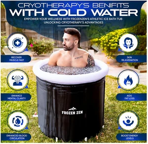 Bañera de hielo portátil Frozen Zen para atletas con tapa, XL 105 galones - Imagen 1 de 8