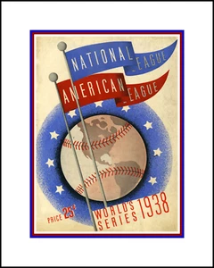 NEW YORK YANKEES VS. CUBS MATTED PIC OF 1938 WORLD SERIES GAME PROGRAM - Picture 1 of 1