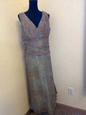 Vestido JS Boutique Mujer Verde Cachemira Malla Transparente Cóctel, Cuentas, Talla 16, ¡Bonito! Foto 1 de 4