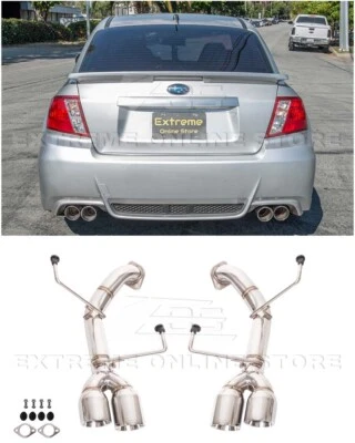 For 11-14 Subaru Impreza WRX / STi Muffler Delete Axle Back Quad Tips Exhaust - Image 1 of 4