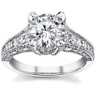 2.5ct Round Forever Brilliant Moissanite  Diamond Antique Engagement Ring 14k