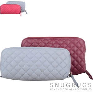 Damas/Mujeres Paquete Doble Cuero Acolchado Diseño Cosmético/Maquillaje/Estuche Lápiz - Imagen 1 de 7