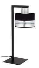 Mesa de Noche Lámpara Negro Plata Metal 45CM E27 Pequeño Lámpara para Dormitorio