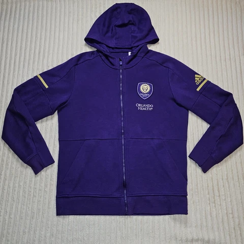 Adidas MLS Orlando City SC Jacket Full Zip Hoodie Purple Mens Size LARGE Cover
