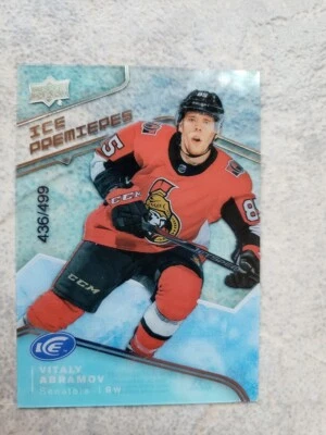 VITALY ABRAMOV 2 card lot - 2019-20 Ice Premieres Rookie /499 L3 + Synergy /999 - Image 1 of 2