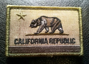 CALIFORNIA STATE REPUBLIC FLAG  3 X 2 INCH HOOK LOOP PATCH  - Picture 1 of 1