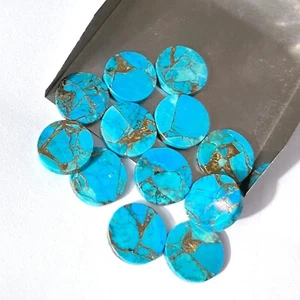 Piedras preciosas sueltas redondas de 10 mm a 20 mm con respaldo plano azul cobre turquesa 5 piezas - Imagen 1 de 4