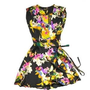 Yumi Kim Silk Mini Wrap A Line Dress Size M Floral Summer Party Cocktail NWT - Picture 1 of 12