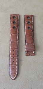 Chopard Swiss Made Brown Leather Strap 19mm white stitching authentic bands New - Picture 1 of 18