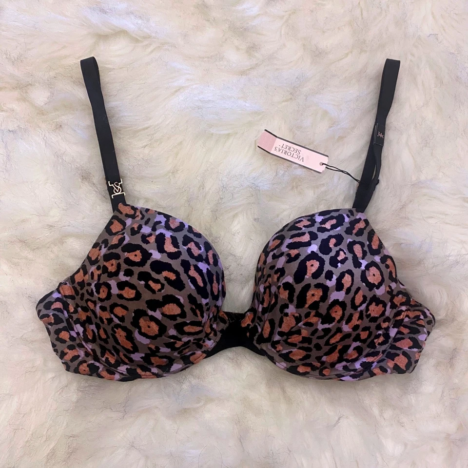 Sutiã Victoria's Secret Bombshell Mergulho Push Up Estampa de Leopardo 34C Novo com etiquetas Sexy - Imagem 1 de 4