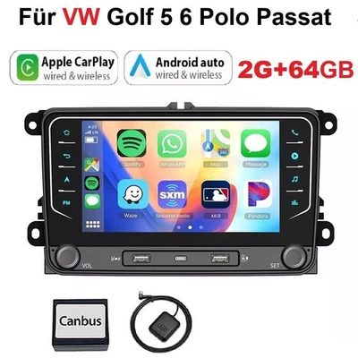 SQRADIO Carplay Android 14 Autoradio GPS Navi RDS Für VW GOLF 5 6 Passat Polo Caddy