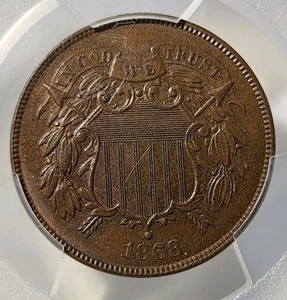 1868 2 Cent Piece PCGS MS 63 Brown - Picture 1 of 4
