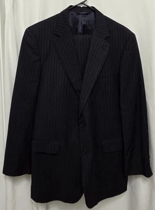 Mens 43L Brooks Brothers Italy Navy Blue Chalk Stripe Flannel Wool Cashmere  - Picture 1 of 24