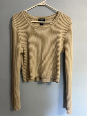 Suéter Vintage Años 90 The Limited 100% Algodón Acanalado Recortado Cuello Redondo Talla L Foto 1 de 3