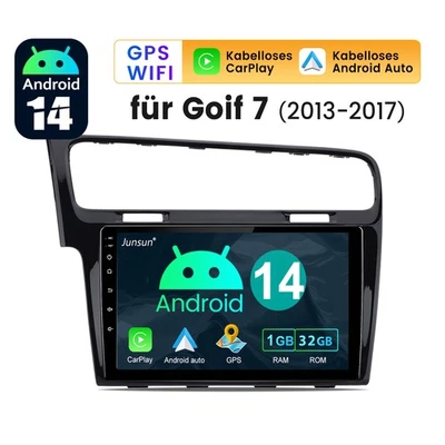 1+32GB Android 14 Autoradio Carplay RDS WiFi BT 5.4 GPS Navi Für VW Golf VII MK7 - Bild 1 von 4