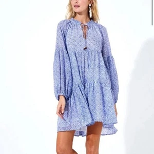 Oliphant kurzes Kleid Ballonärmel Baumwolle in Tetrisblau XS A27 - Bild 1 von 8