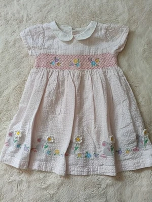 VTG Baby Girl Pink Smocked Dress with Peter Pan Collar – Size 3-6 Months E2 - Image 1 of 4