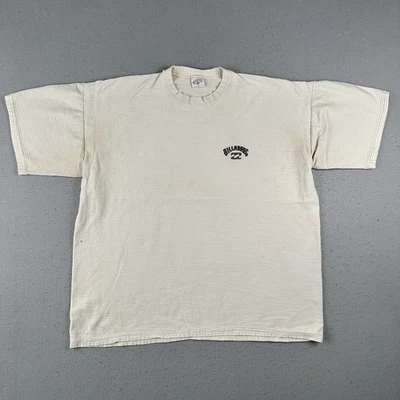 复古 90 年代 Billabong T 恤 XL 棕褐色纹理刺绣标志冲浪溜冰鞋 — 第 1/4 张图片