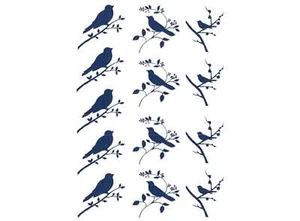Calcomanías de vidrio fundido azul de 1 pulgada Bird On Branch 13 piezas - Imagen 1 de 1