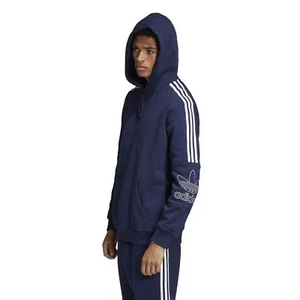 NWT Adidas Men's Outline Graphic Logo Hoodie Navy DH5779 $100 E56 - Picture 1 of 6