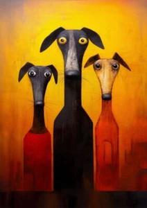Familia de perros, acuarela de perro pintura arte de pared póster obra de arte, impresión de decoración del hogar - Imagen 1 de 6
