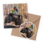 1 X Greeting Card And 10Cm Sticker Set   Atv Quad Rider Off Road Bike 50134