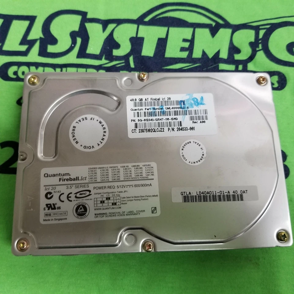 Quantum 40.0 GB AT Fireball IDE 3.5 Hard Drive QML40000LD-A GTLA LD40A011 - Image 1 of 1